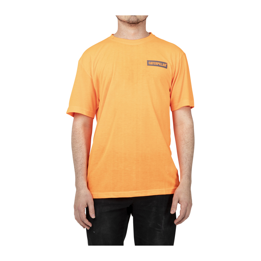 Caterpillar T-Shirts Dubai - Caterpillar Triton Block S/S Mens - Orange FSQVUT189